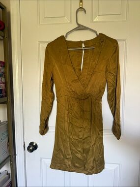 NWT Maeve Anthropologie Moss Ruched Sleeve Mini Dress XS Petite